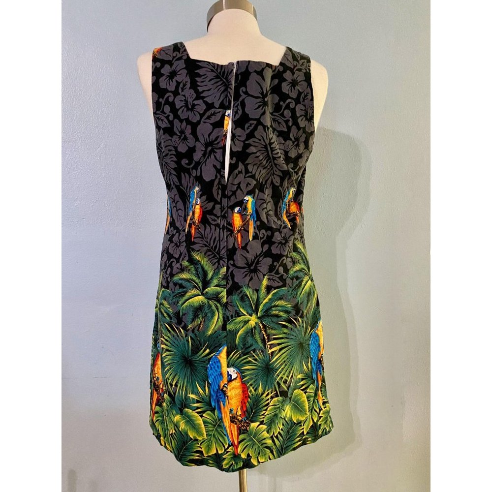 Pacific Legend Black Parrots Hawaiian Sheath Dress - Picture 3 of 5